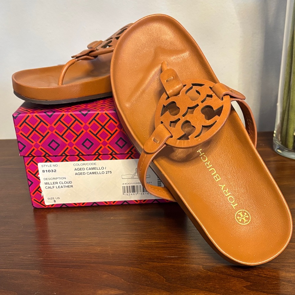 Tory Burch Miller Cloud Sandals in Aged Camello